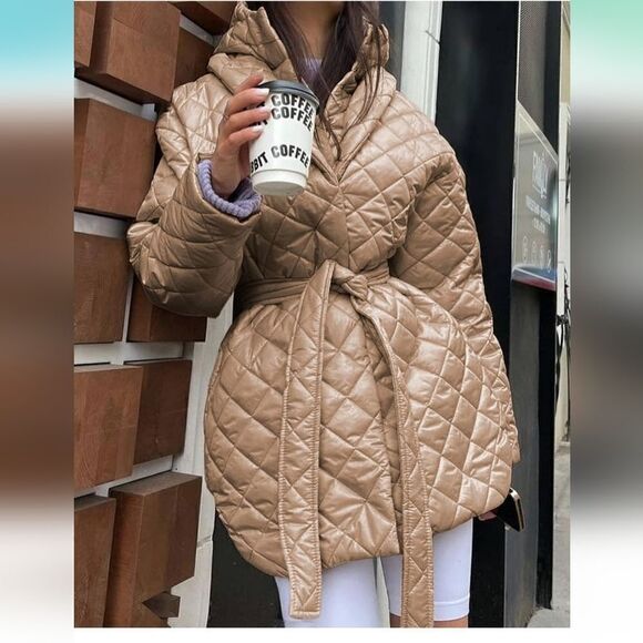 BTFBM NWT Hooded, Quilted, Puffer Coat, Silvery Blue - Picture 6 of 10